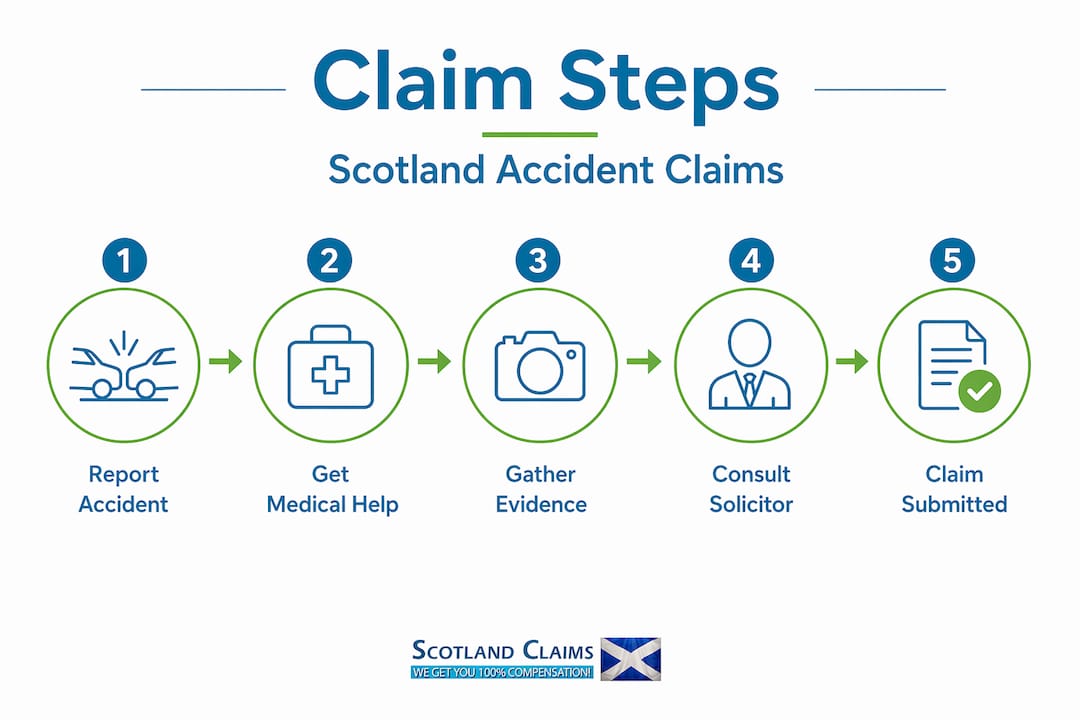 Infographic of Scotland work accident claim steps