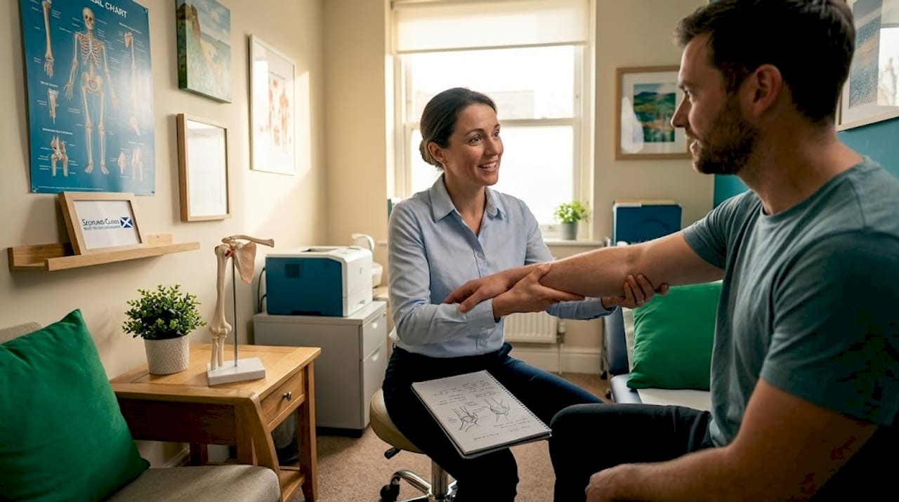 Orthopedic expert assessing patient in clinic
