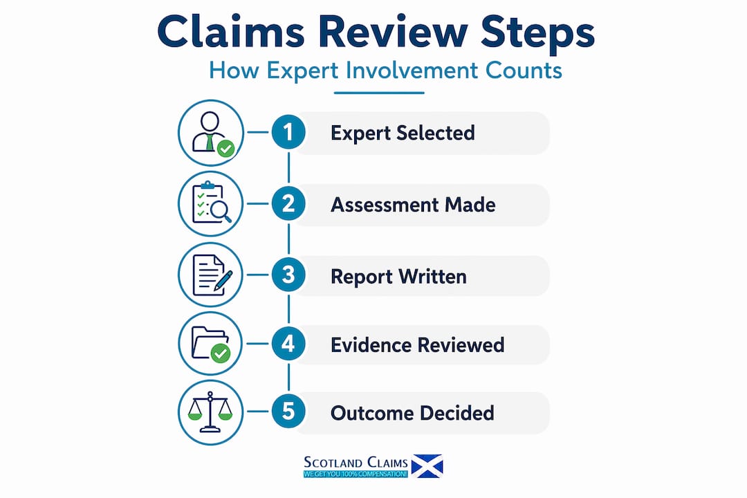 Infographic showing claims review process steps