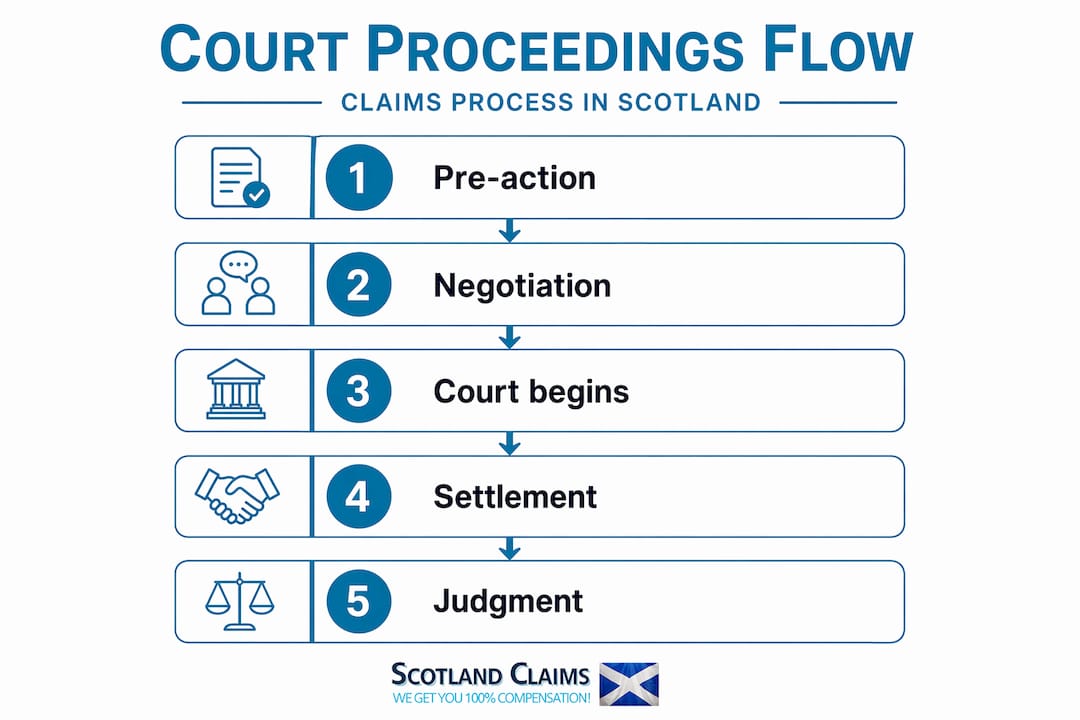 Infographic court claims process steps