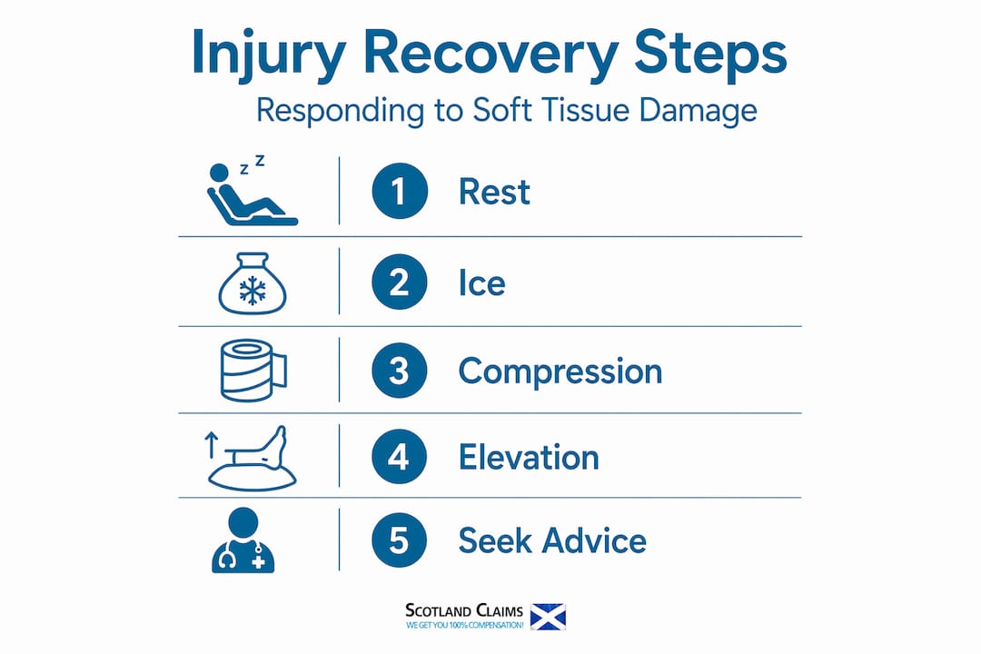 Infographic showing soft tissue injury recovery steps