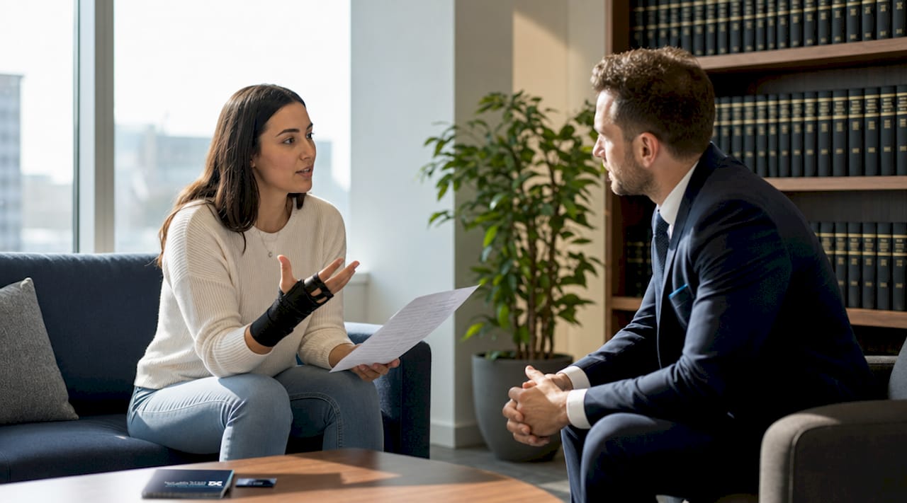 Injured client consulting solicitor