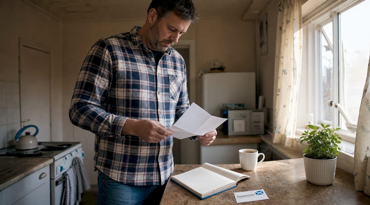 Person opening legal documents at home