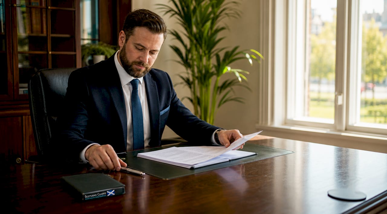 Legal advisor handling compensation claim documents