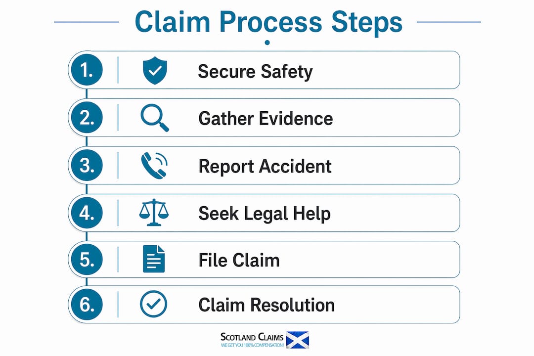 Infographic outlining car accident claim steps in Scotland