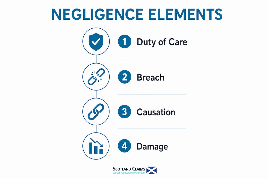 Infographic showing four key elements of negligence law
