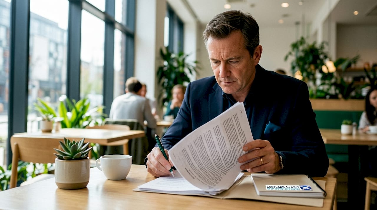 Solicitor reviewing liability dispute documents