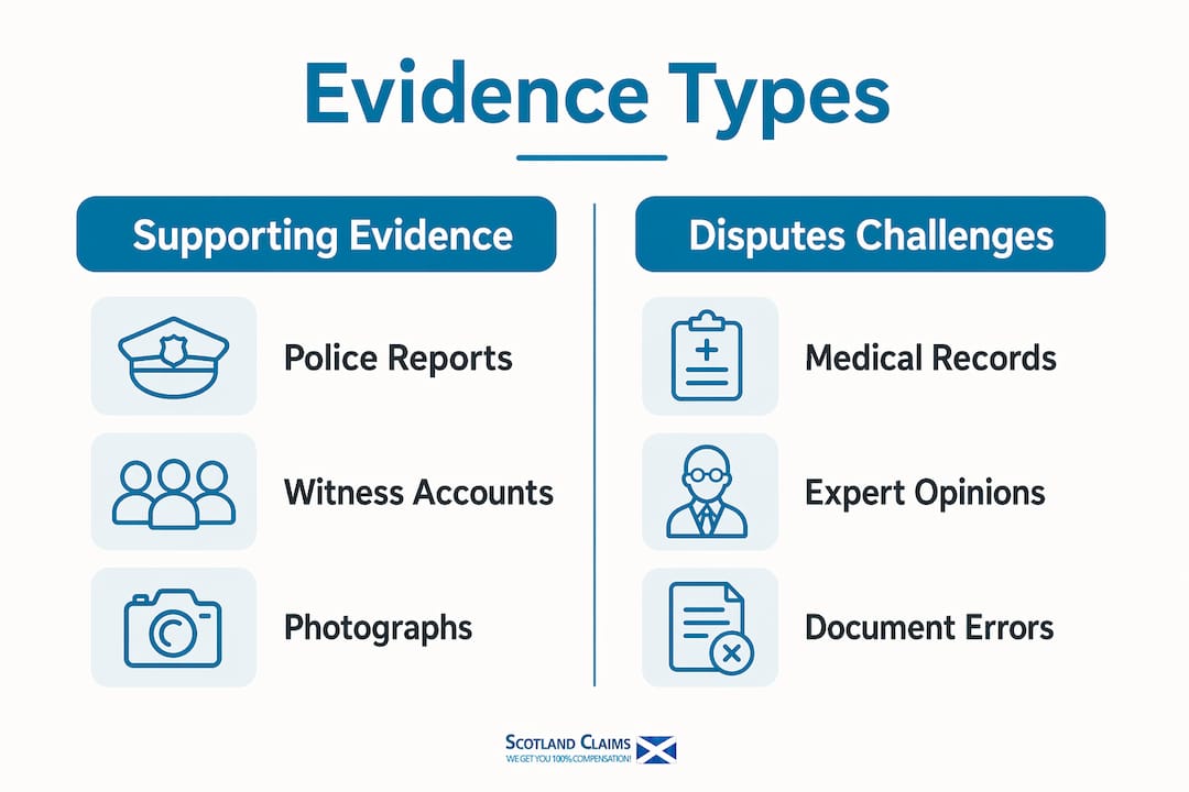 Infographic comparing evidence types in liability disputes