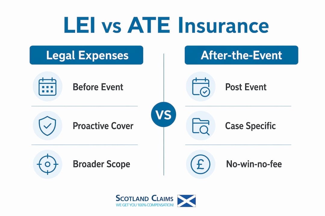 Infographic comparing legal expenses and after-the-event insurance