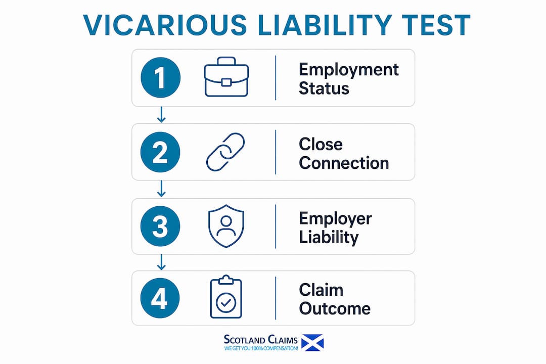 Infographic illustrating stages of vicarious liability legal test