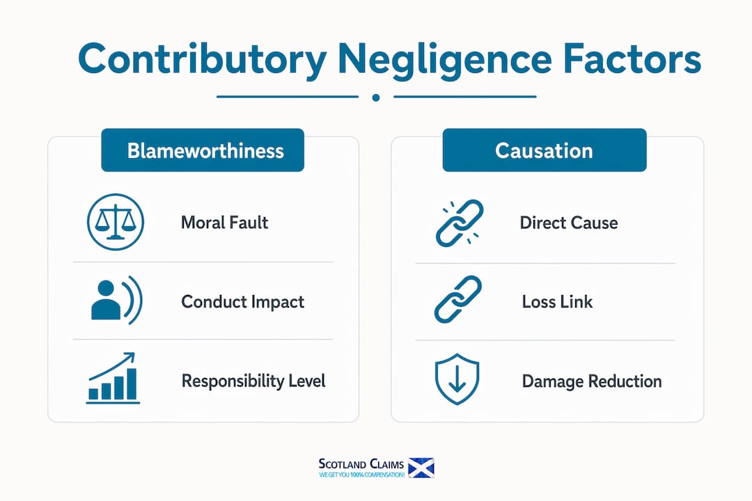 Infographic illustrating contributory negligence factors