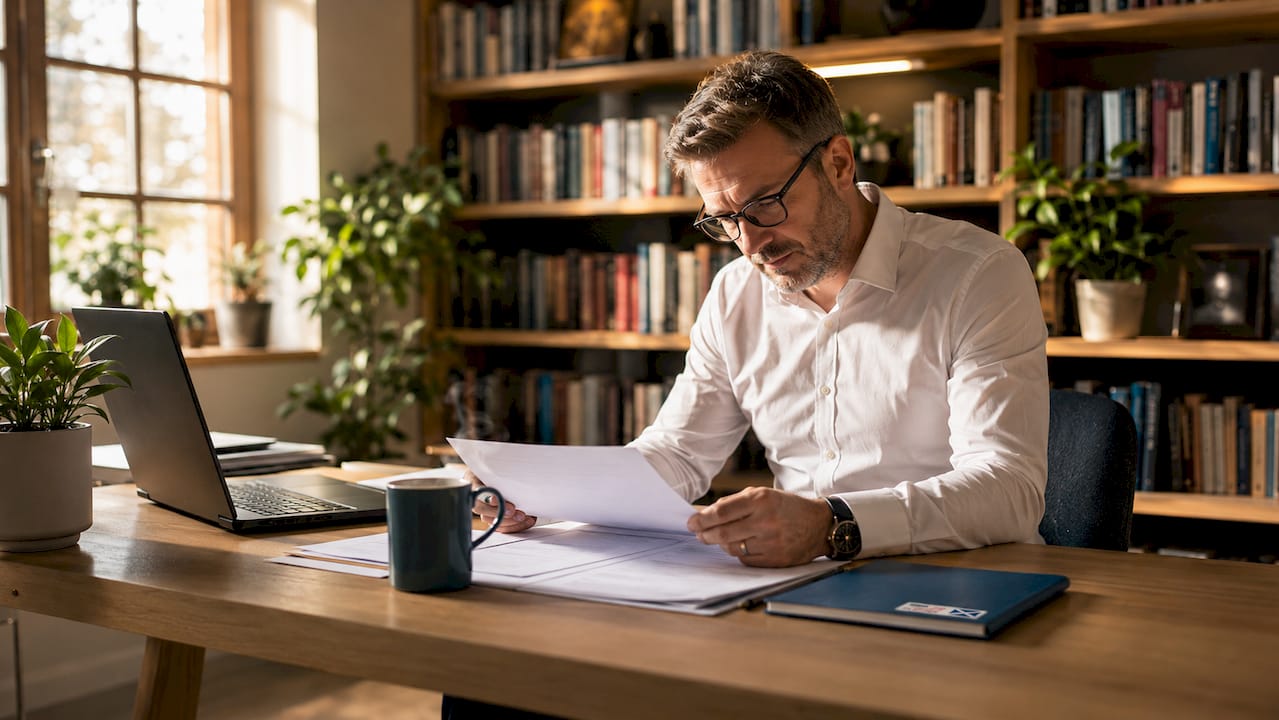 Solicitor reviewing duty of care documents