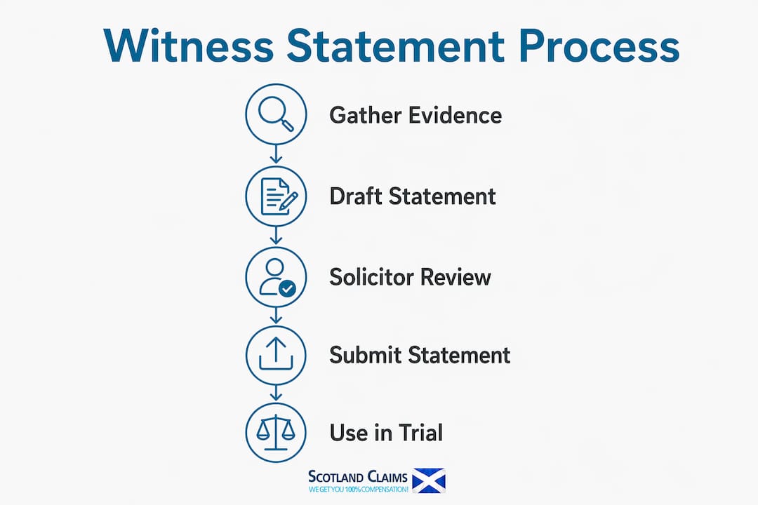 Infographic illustrating witness statement process steps