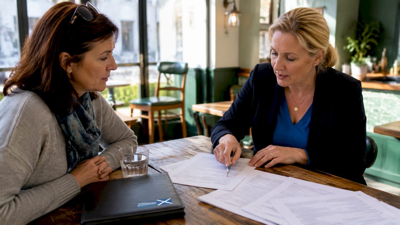 Woman consulting solicitor about injury claim