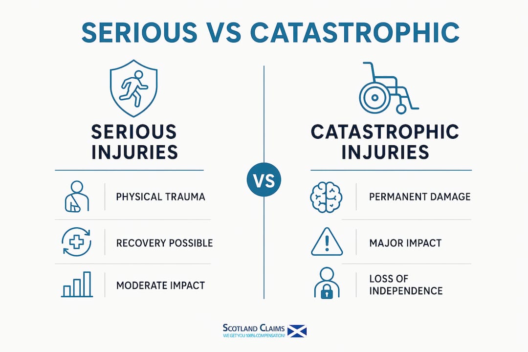 Infographic comparing serious and catastrophic injuries