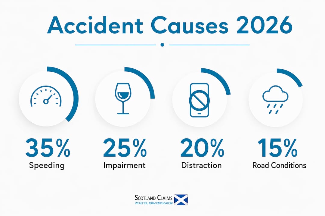 Infographic showing main causes of traffic accidents in Scotland