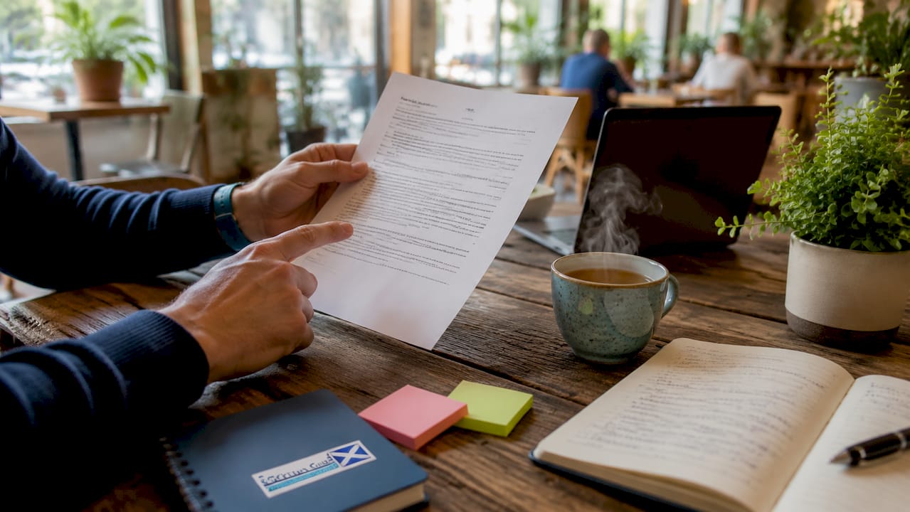 Hands reviewing Conditional Fee Agreement papers