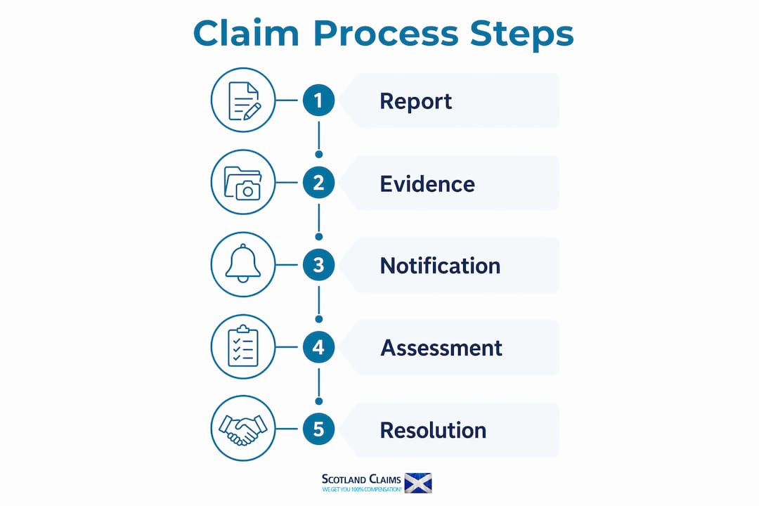 Infographic outlining pavement trip claim process steps