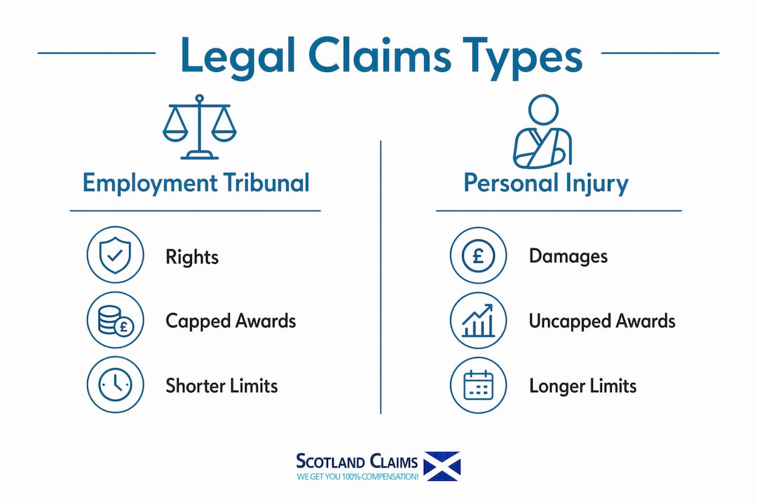 Infographic comparing employment tribunal and personal injury claims