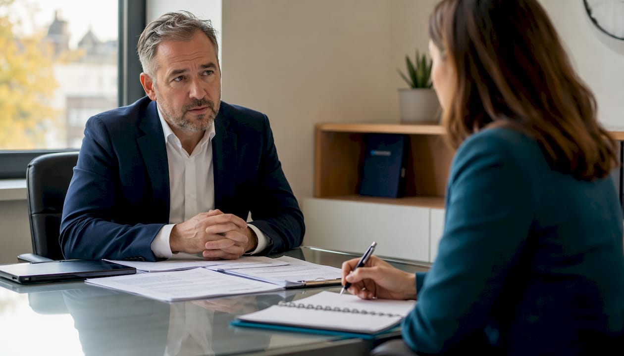 Client discussing injury claim with solicitor at home