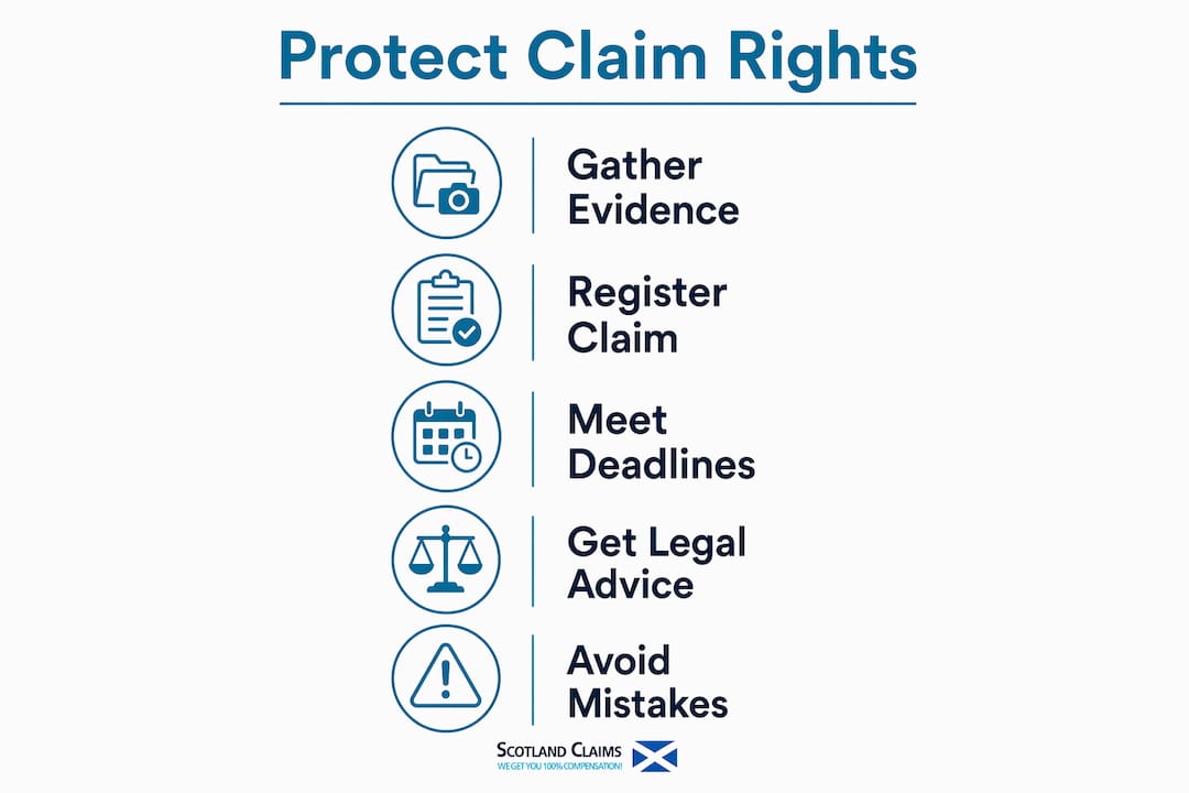 Infographic showing steps to protect claim rights