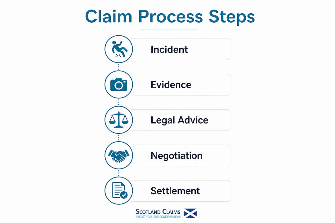 Infographic showing five-step road accident claim process