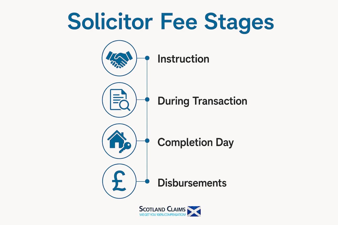 Infographic outlining solicitor fee payment stages
