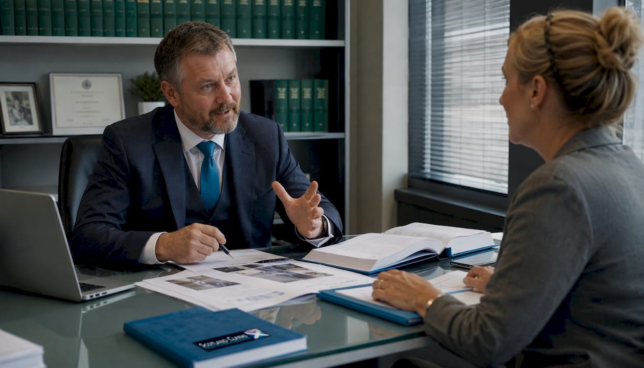 Solicitor consulting client on bus accident claim