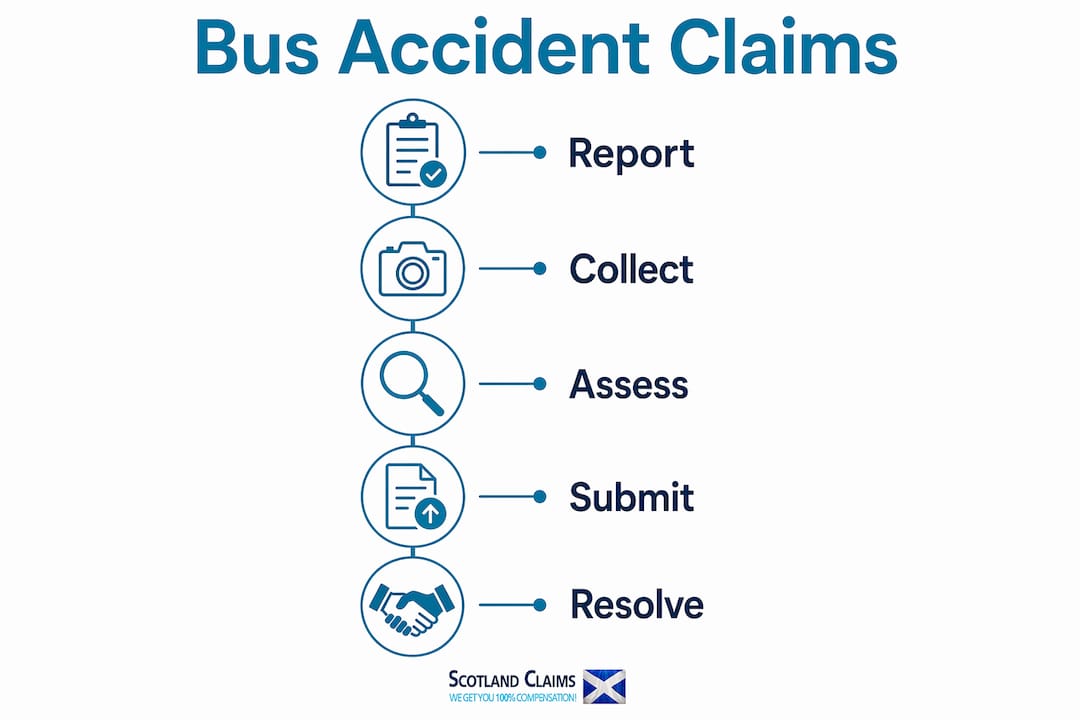 Infographic showing bus accident claim process steps
