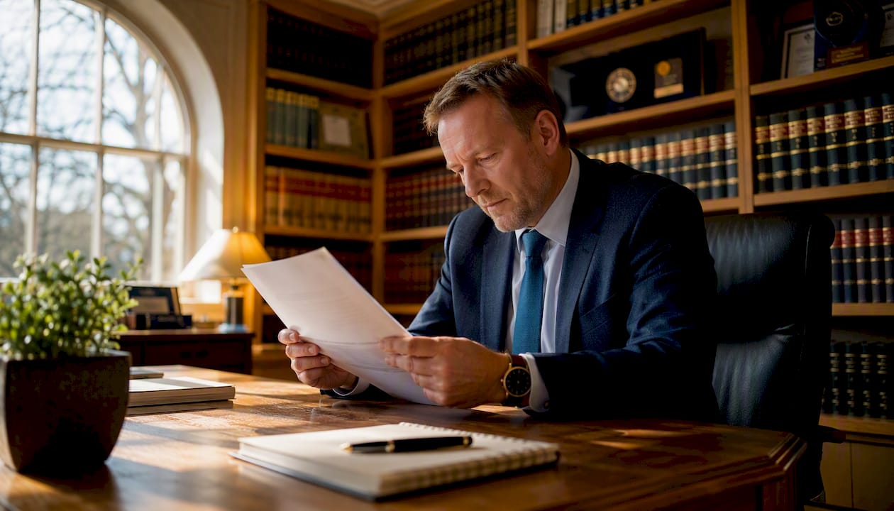 Scottish solicitor reviewing whiplash claim documents