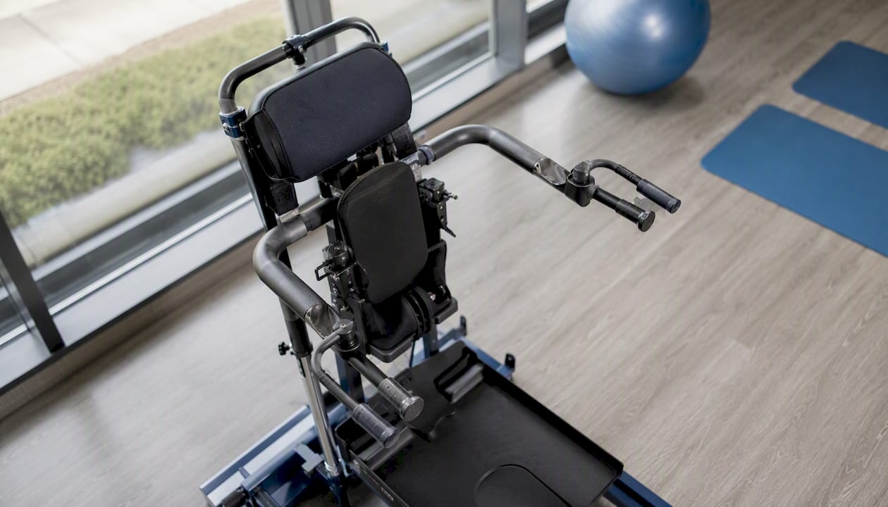 Spinal injury rehab equipment close-up