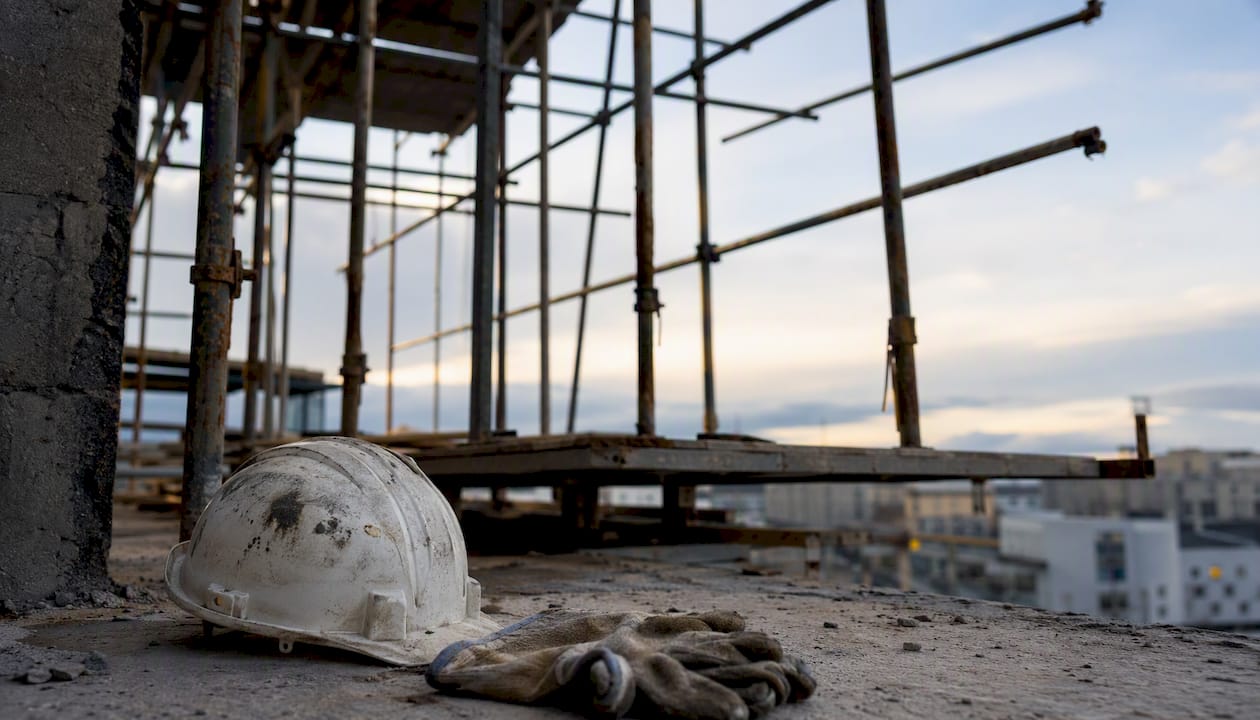 Unsecured scaffold platform without edge protection