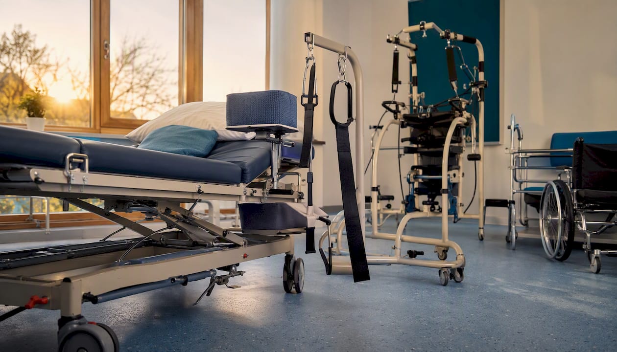 Specialist rehabilitation equipment in care room
