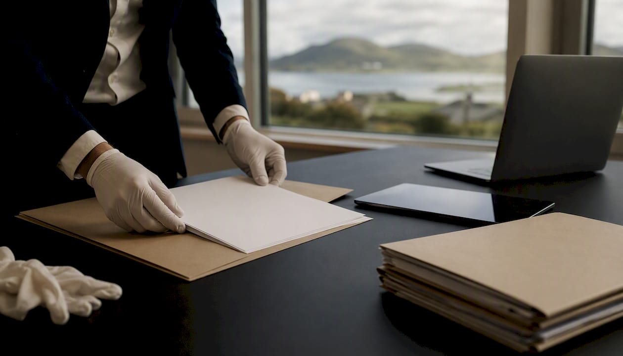 Hands preparing burn injury claim evidence