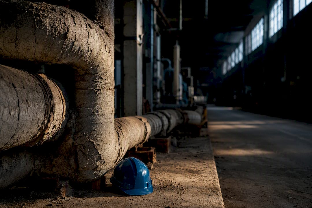 Aged industrial insulation in a Scottish building