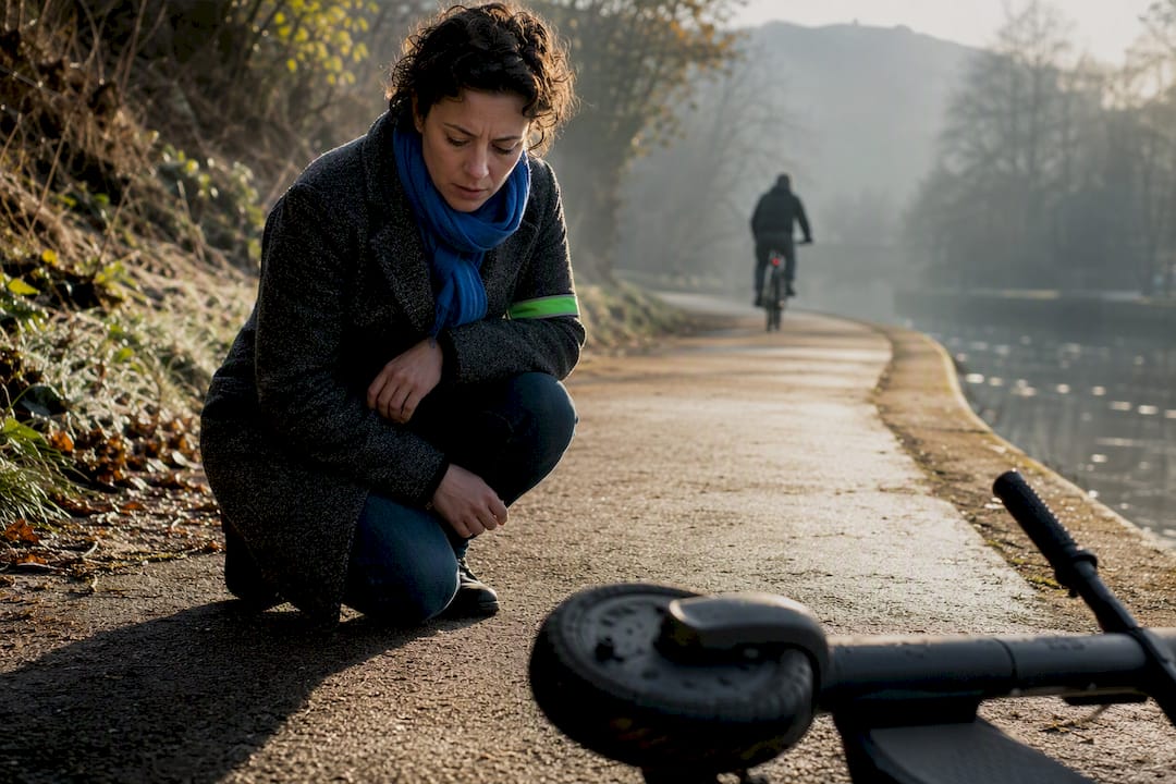 E-scooter collision aftermath on Scottish towpath