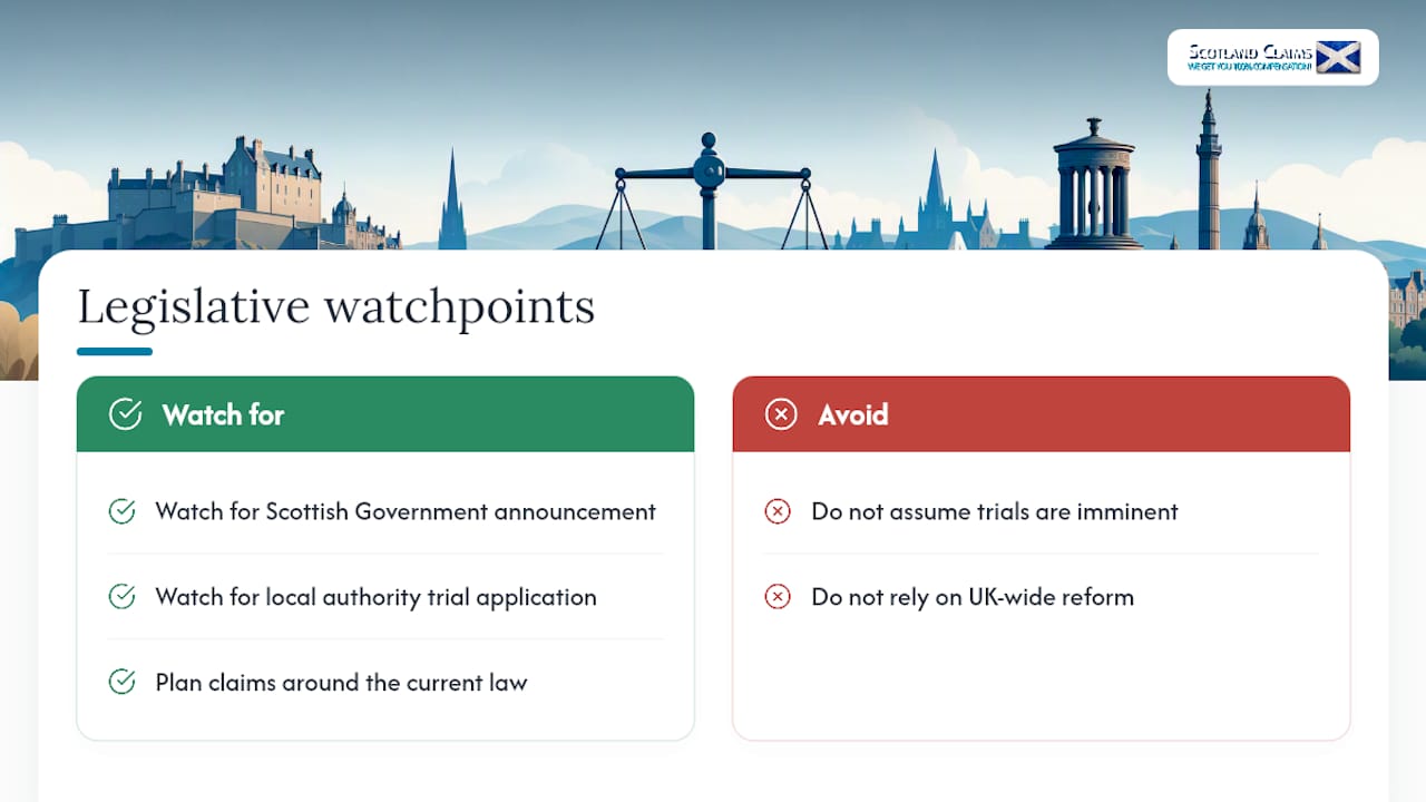 Recent or upcoming legislative changes affecting e-scooter accident law in Scotland — overview diagram