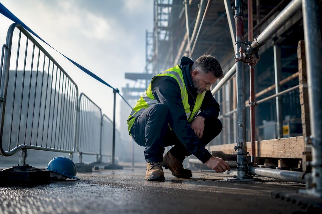 Safety inspection at a scaffold incident scene