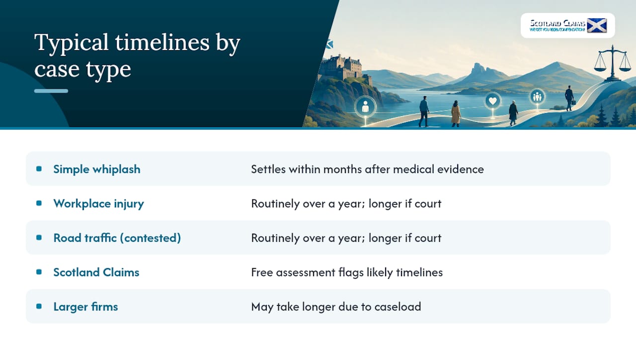 How long does each type of alternative typically take? — overview diagram