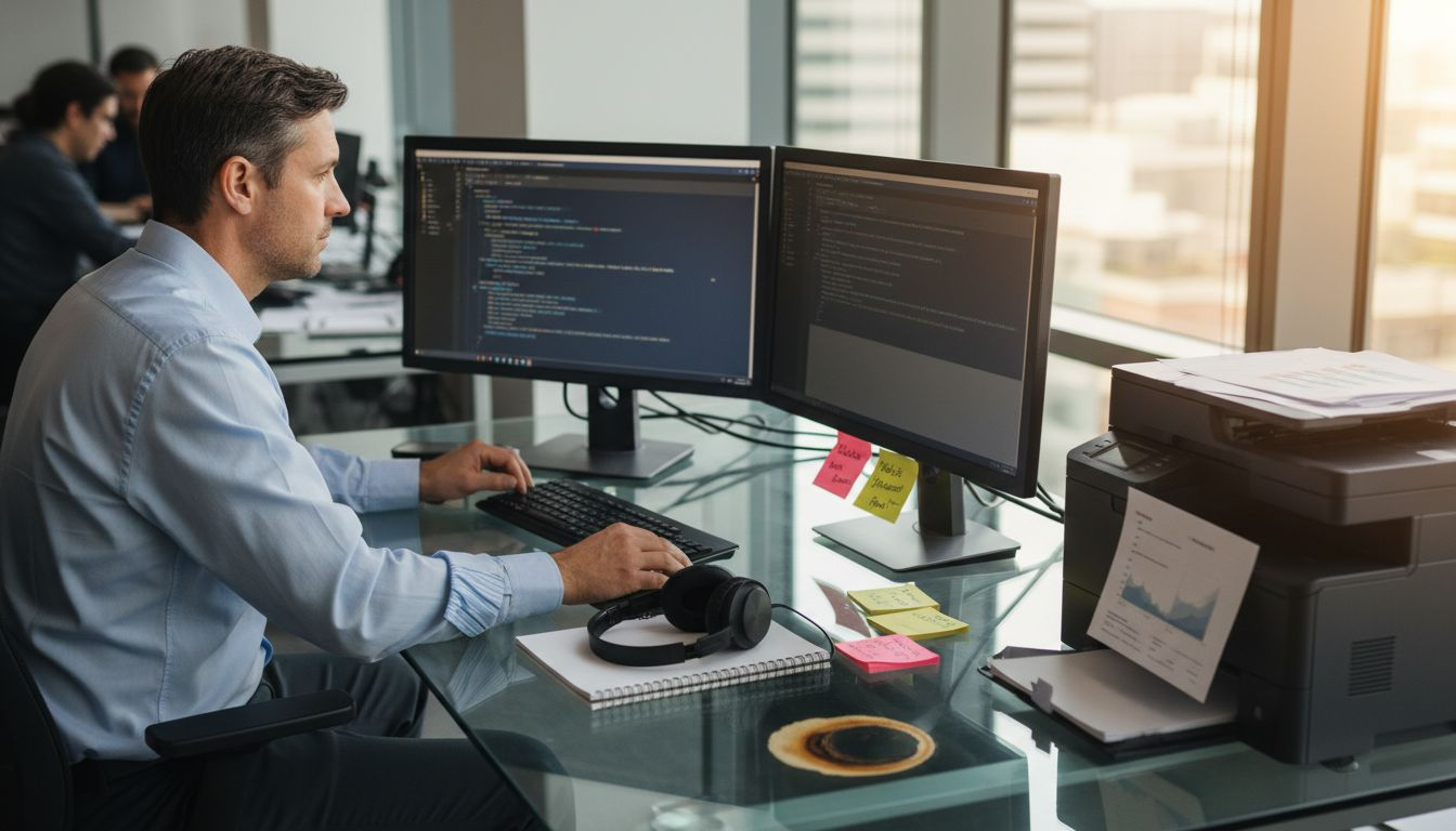 IT specialist integrating analytics software setup