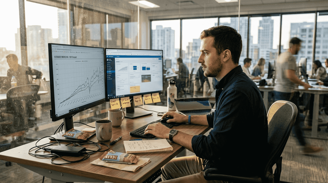 Marketer reviewing campaign scenario data model