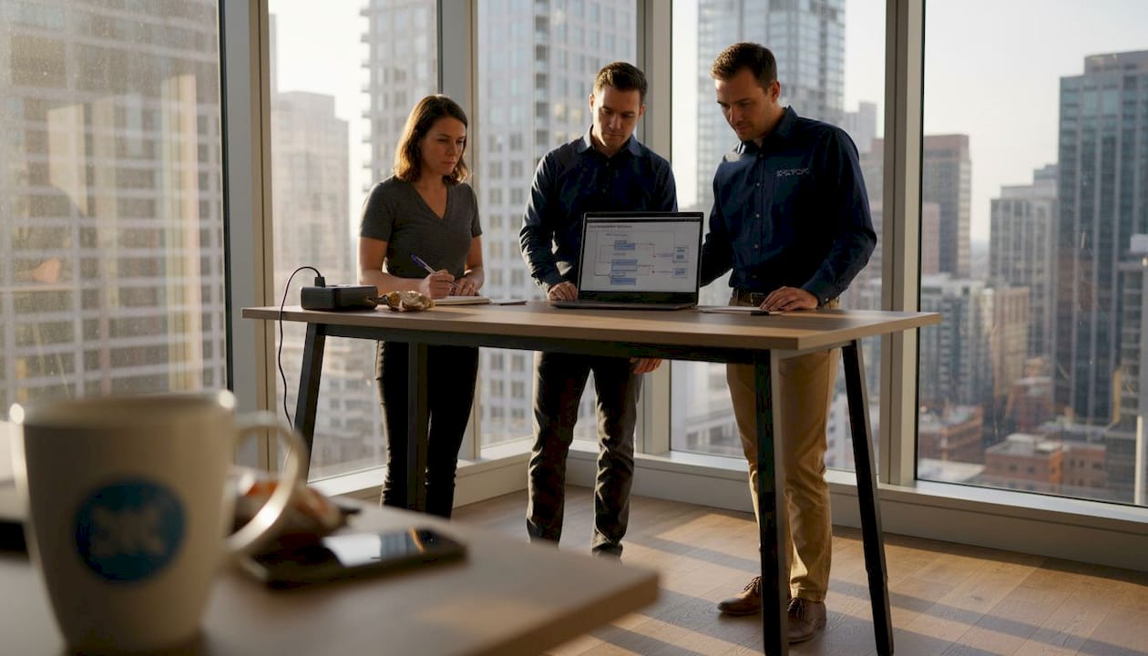 Team collaborating on data pipeline integration