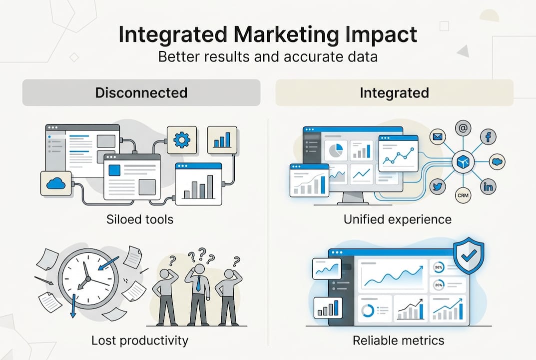 Infographic showing marketing integration results