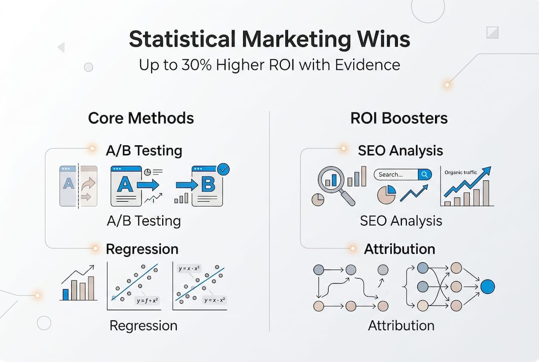 Infographic showing statistical methods for marketing ROI