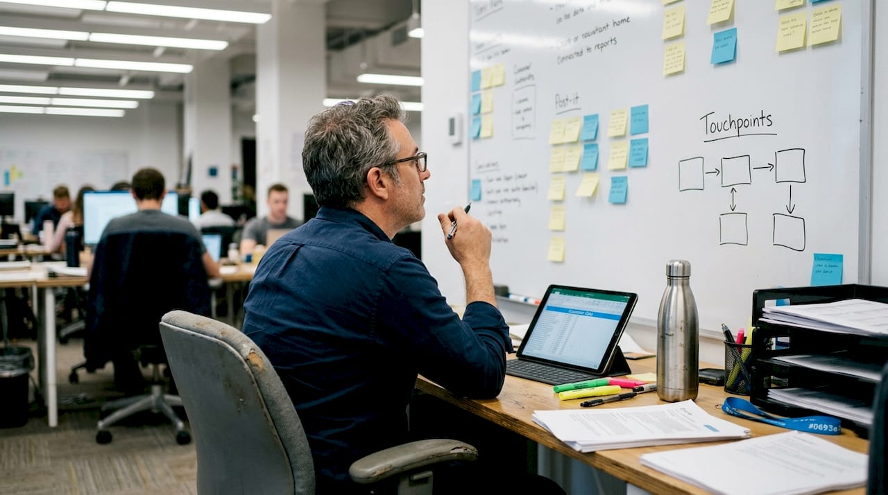 Marketing analyst mapping customer touchpoints