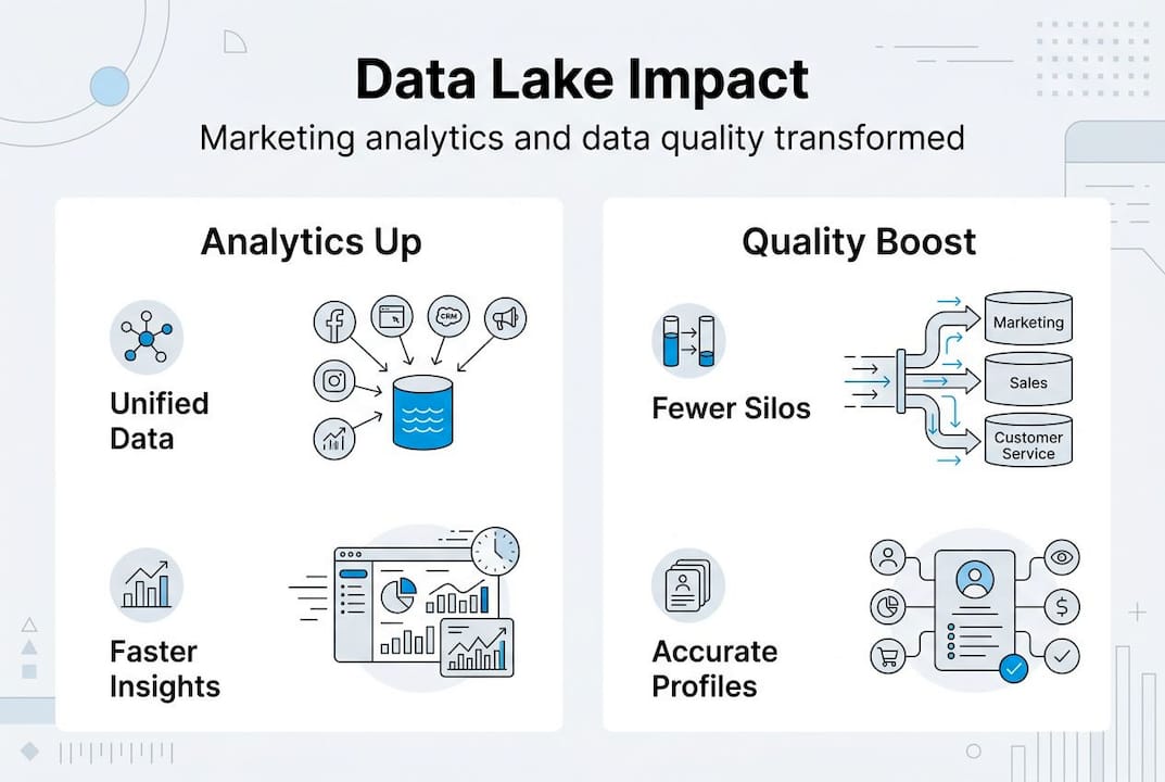 Infographic visualizing data lake benefits for marketers