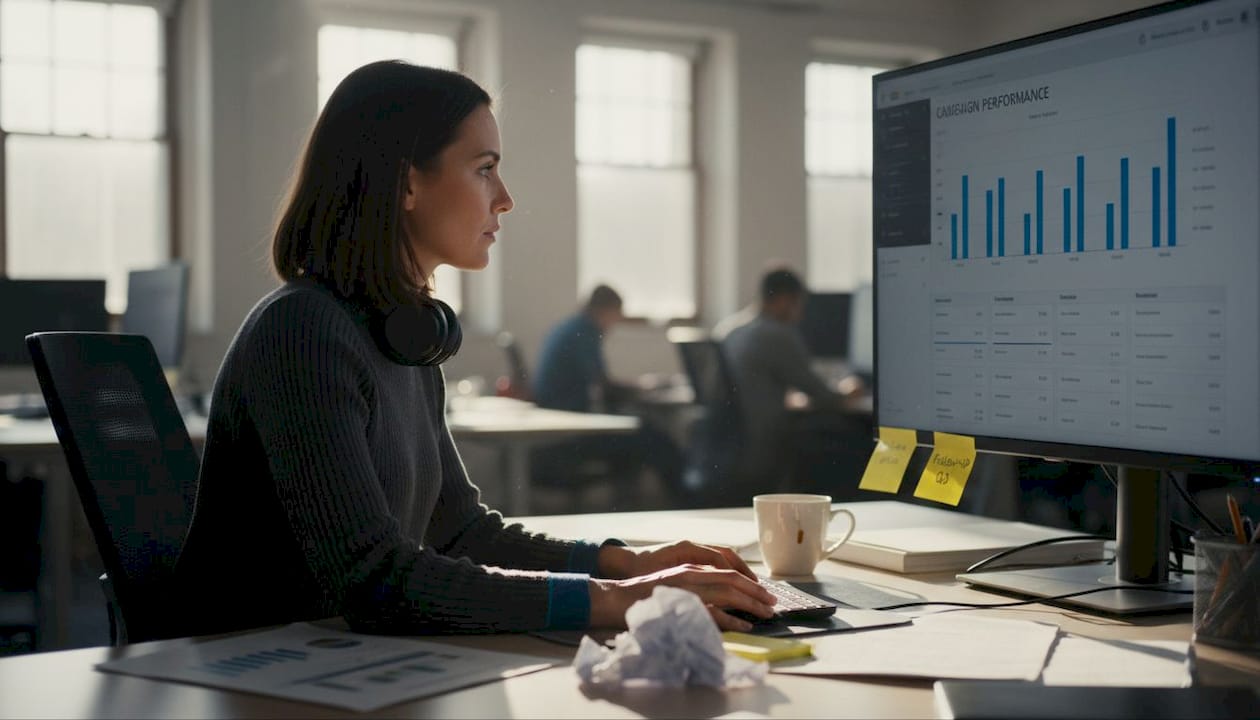 Marketing analyst viewing analytics dashboard