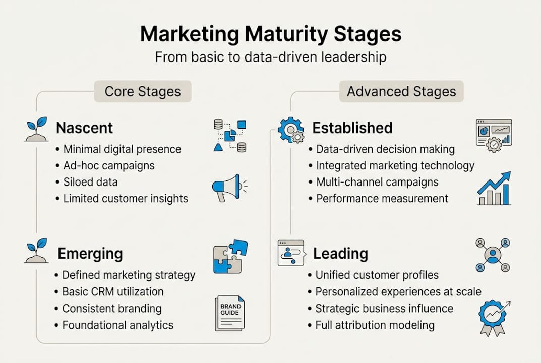 Infographic of digital marketing maturity stages