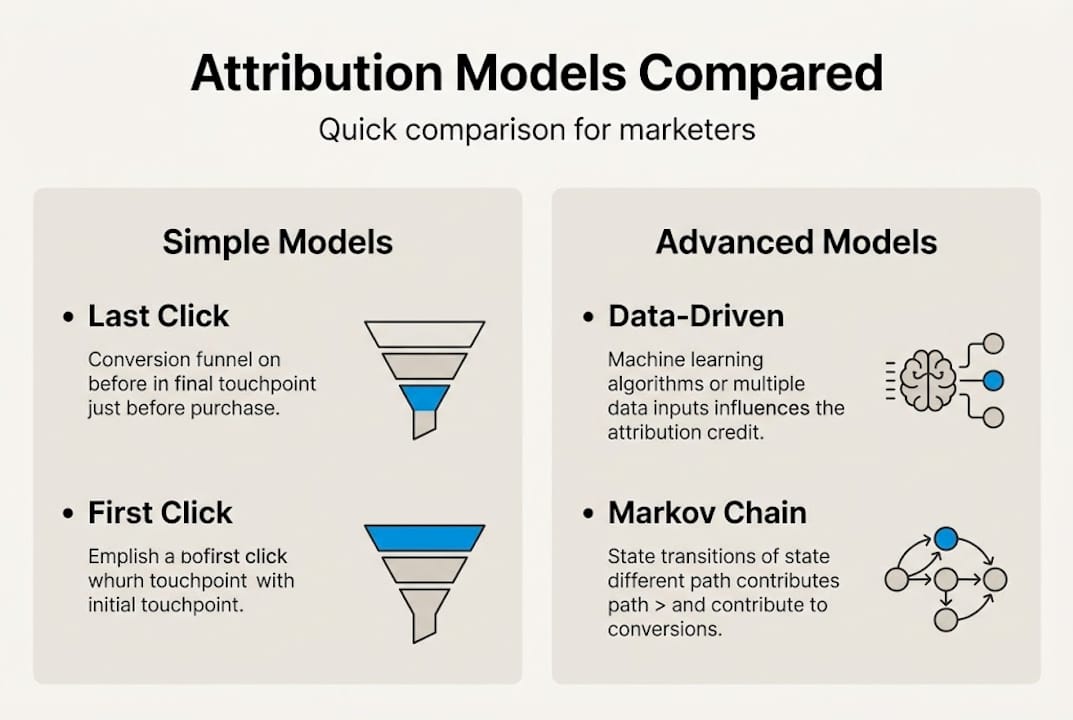 Infographic comparing attribution model types