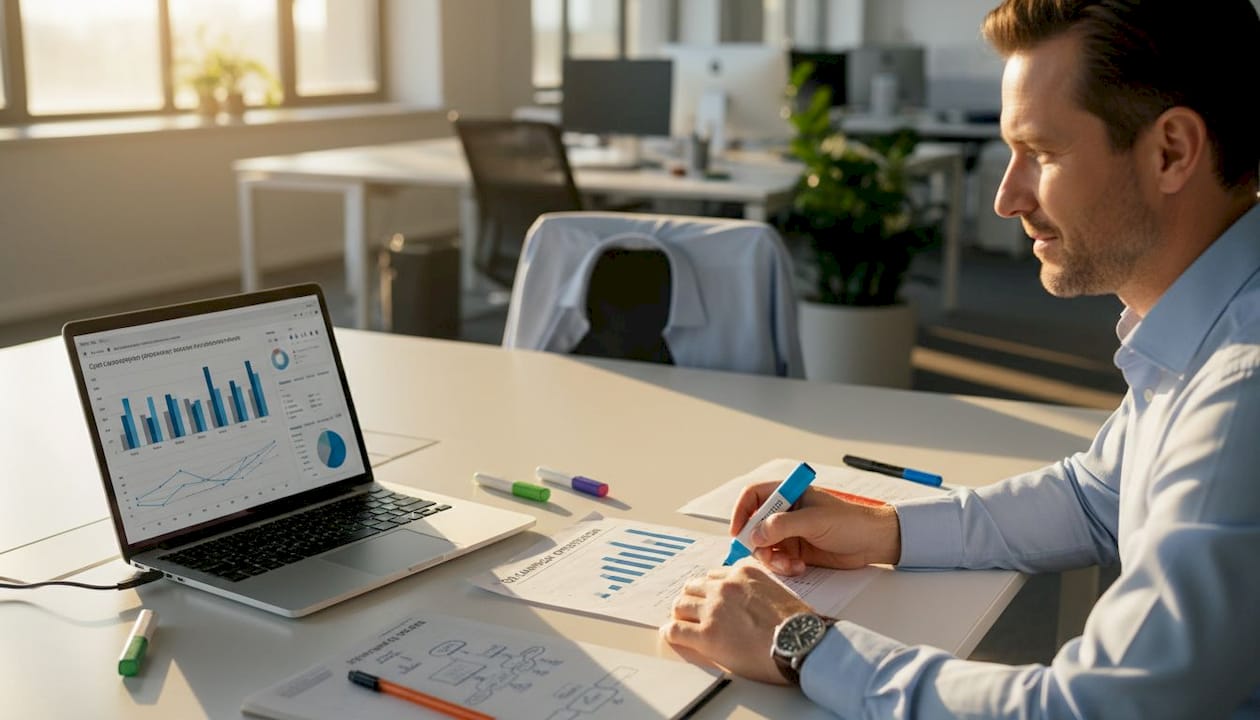 Analyst reviewing attribution modeling steps